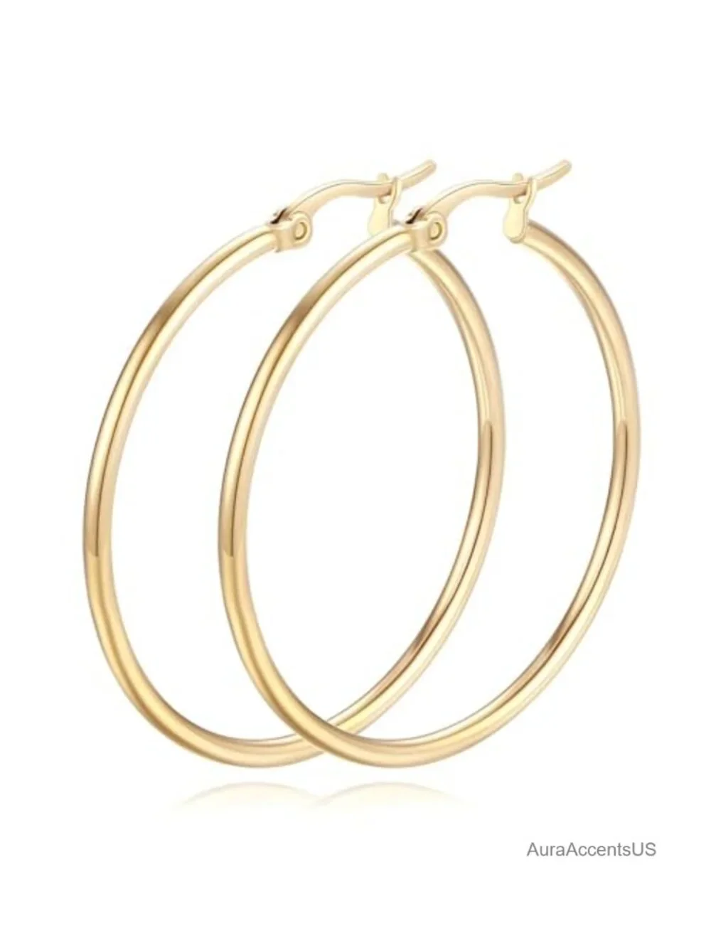 14K Gold Plated Hoop Earrings with Cubic Zirconia for Women